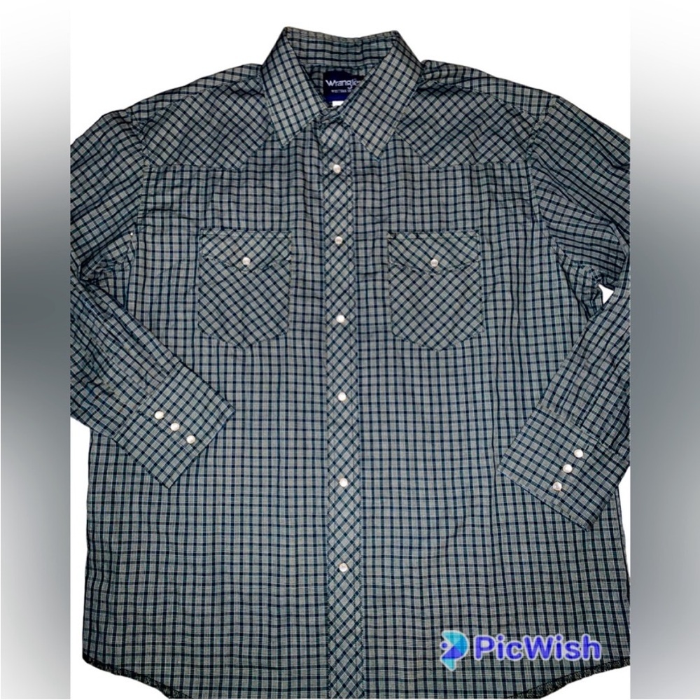 Wrangler Mens XL Plaid Pearl Snap Button Western Shirt